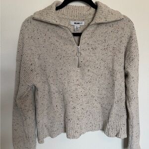 William Rast Women's Cream Speckled Half-Zip Sweater